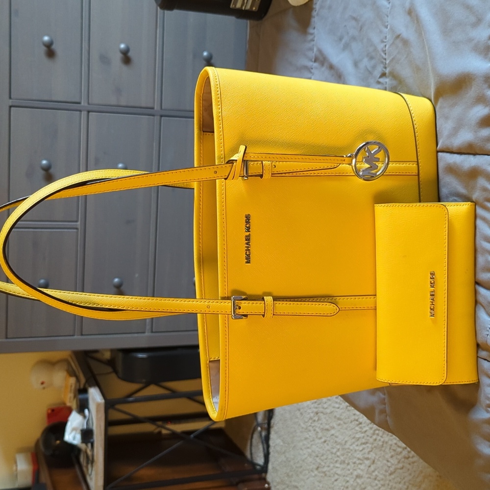 Yellow Michael Kors Handbag & Wallet